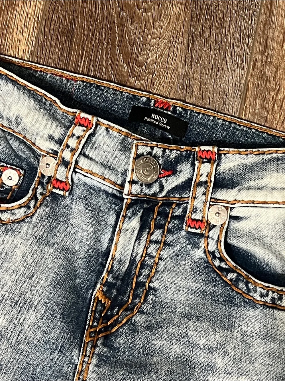 True Religion Jeans Rocco Relaxed Skinny Men's Size 30 Light Wash Blue